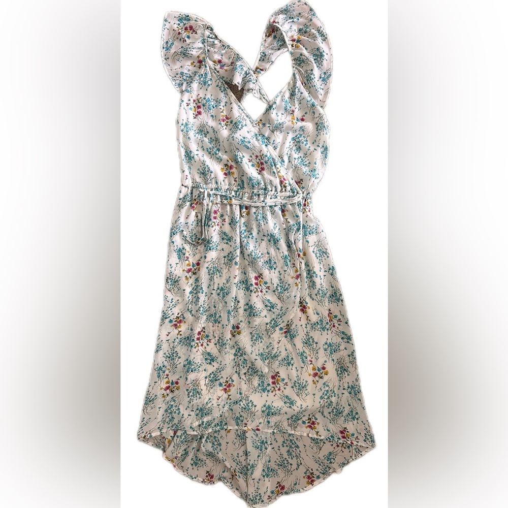 Skies Are Blue Floral Midi Dress - White and Blue